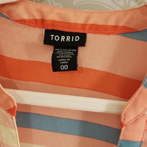 Torrid Size Medium Multicolored Sleeveless Striped Georgette Blouse - Picture 6 of 8
